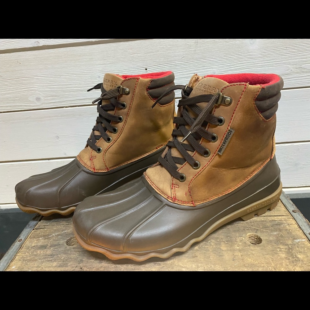 Sperry Avenue All-Weather Duck Boot size 9.5M/11W Brown/Green